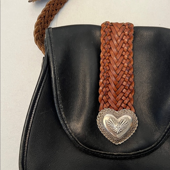 VINTAGE 90’s BRIGHTON LEATHER BRAIDED STRAP CROSSBODY BAG - Picture 4 of 16